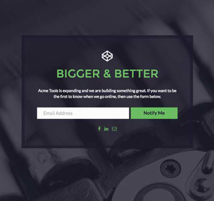 collect email addresses from visitors with this coming soon template