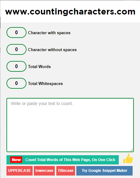 seo game with Counting Characters