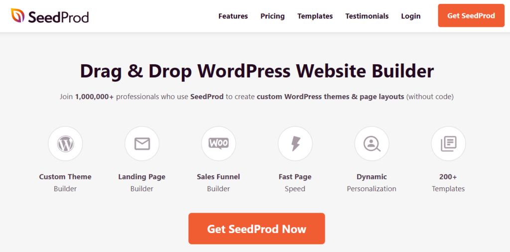 SeedProd all in one platforms for building your sales funnel, landing page, including landing page templates